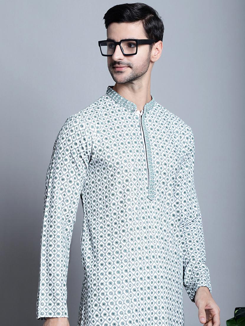 men embroidered long kurta - 20396594 - Standard Image - 1