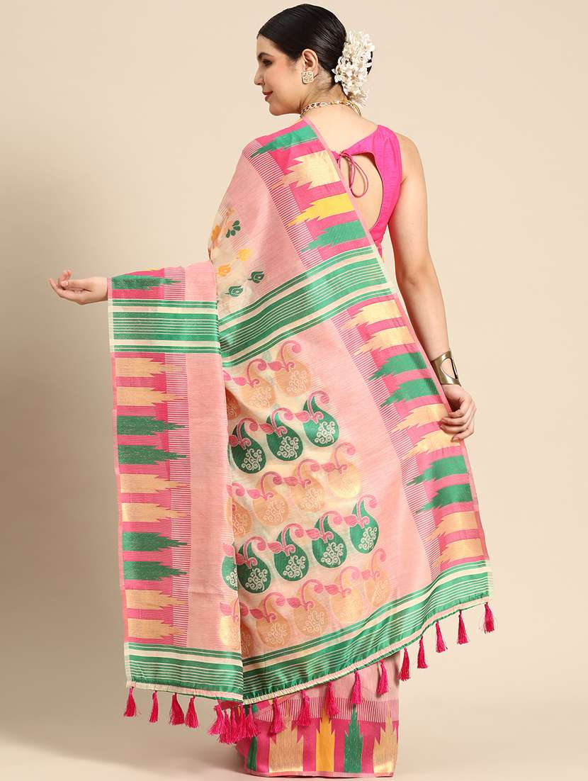 women's self design pink colored saree - 20396596 -  Standard Image - 1