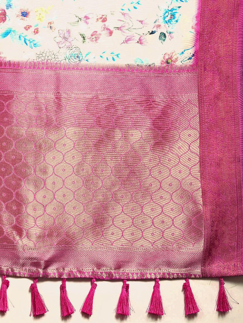 women's floral white colored saree - 20396613 - Standard Image - 4