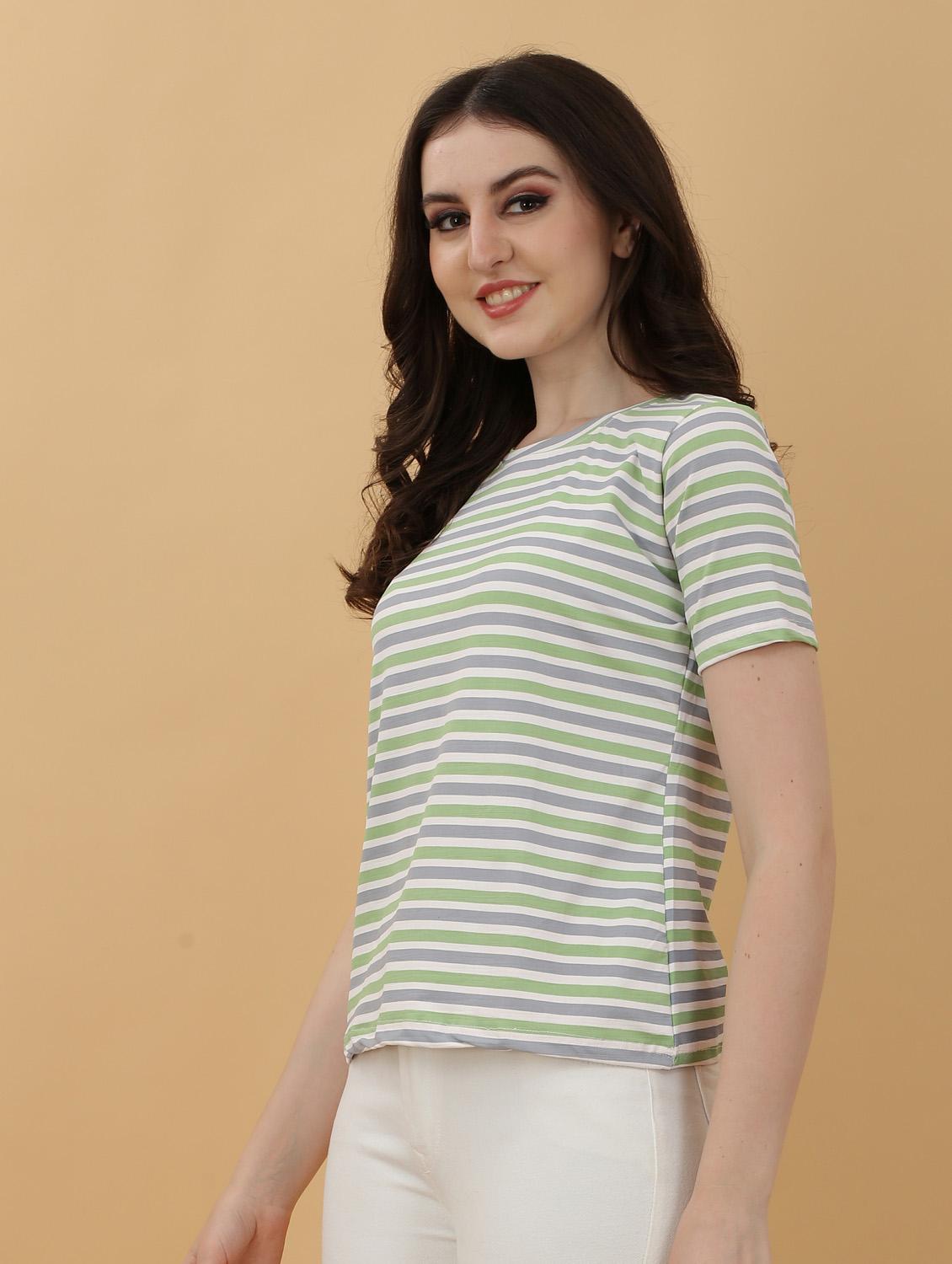 round neck striped t-shirt - 20396674 - Standard Image - 1