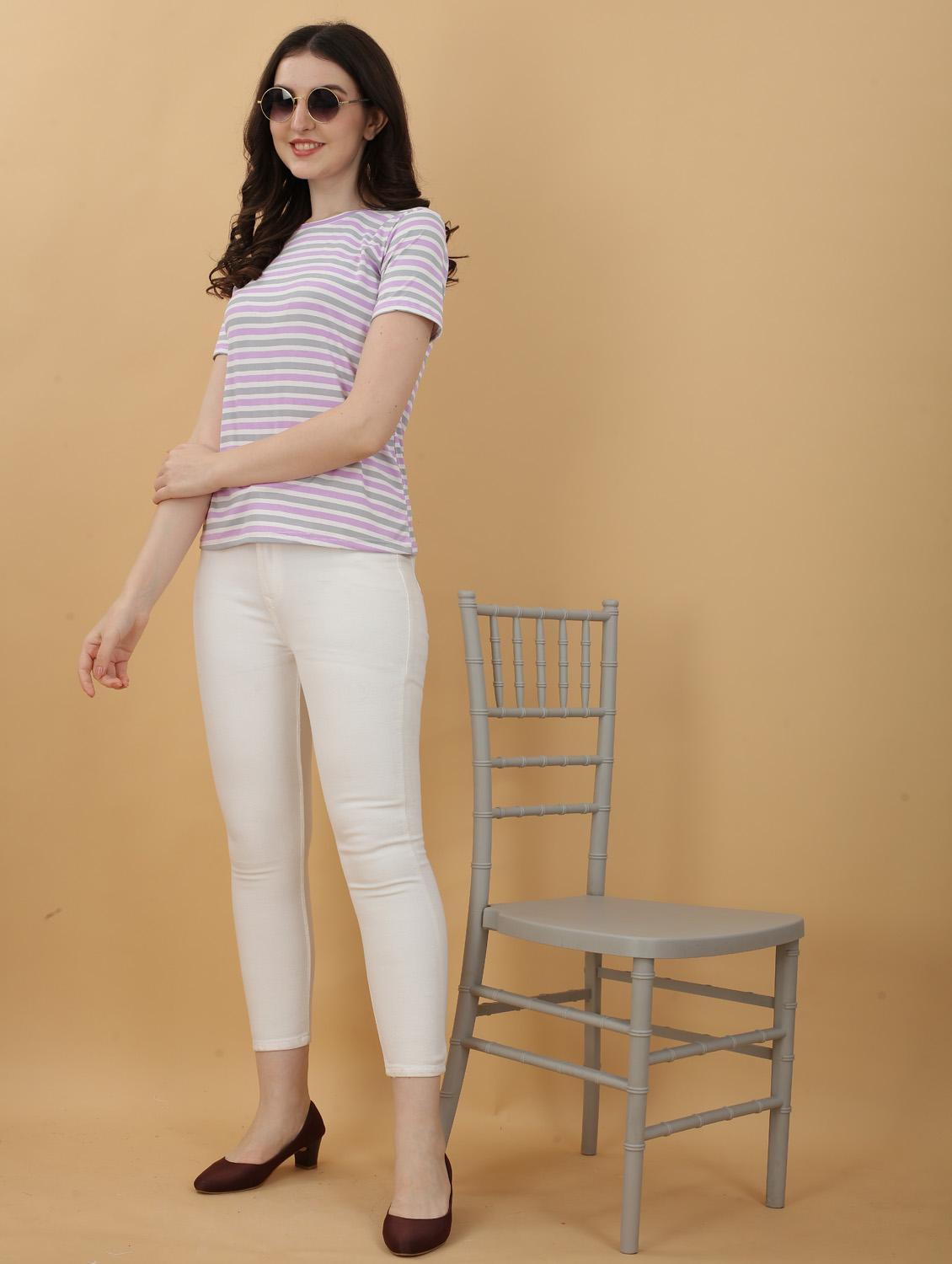 round neck striped t-shirt - 20396677 - Standard Image - 4