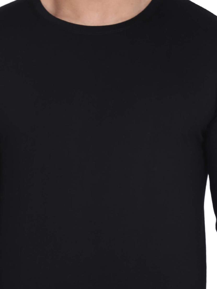 black solid long sleeves slim fit t-shirt - 20396711 - Standard Image - 4