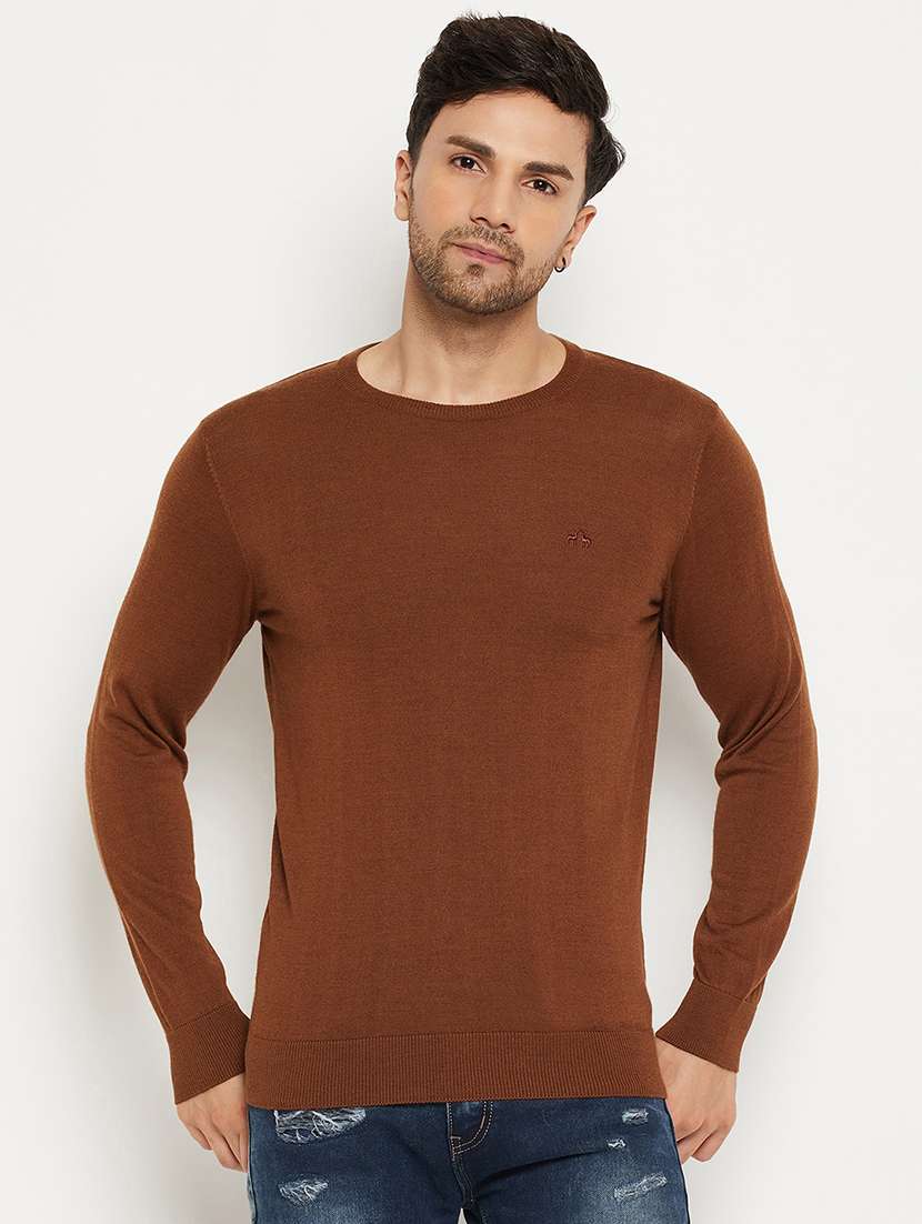coffee brown wool blend pullover