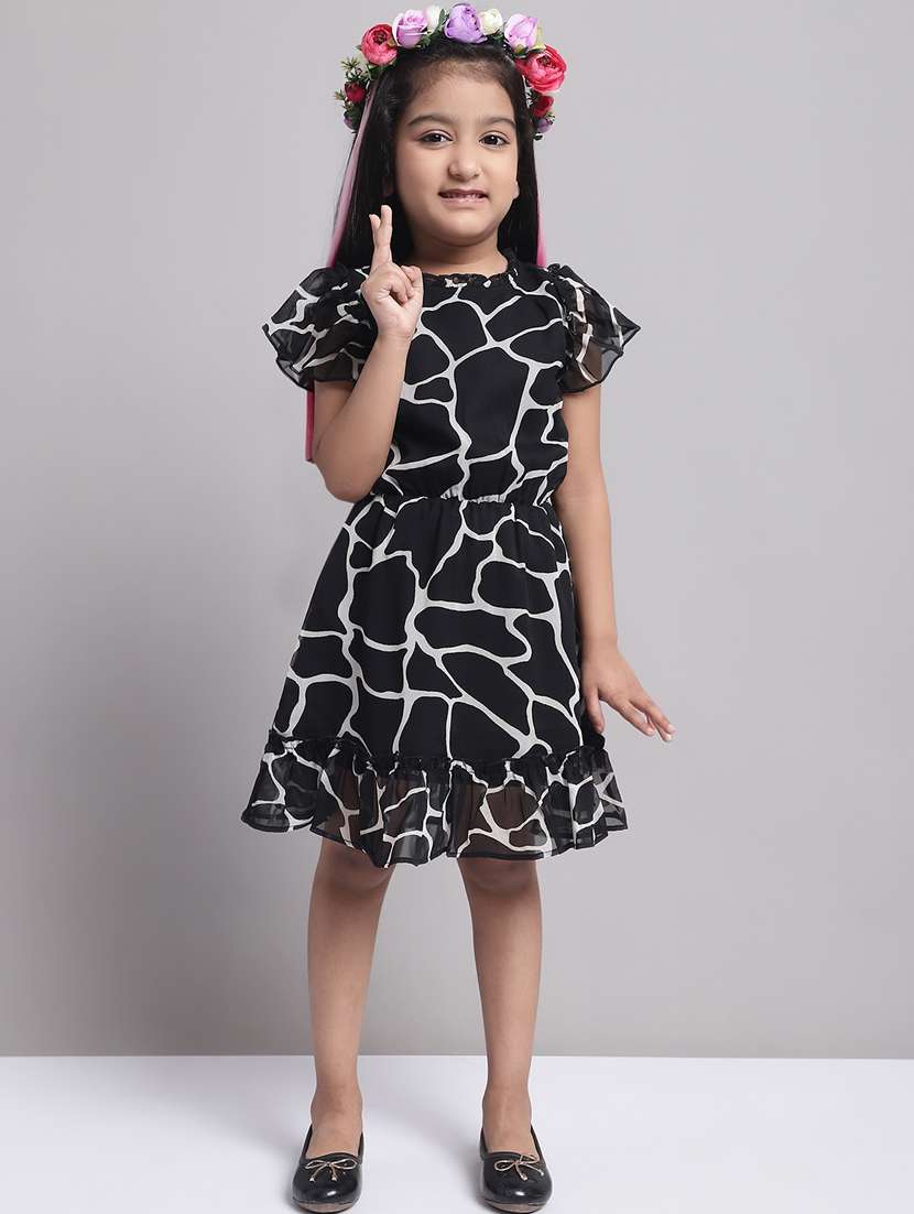 girls round neck cap sleeve frock - 20396804 -  Standard Image - 1