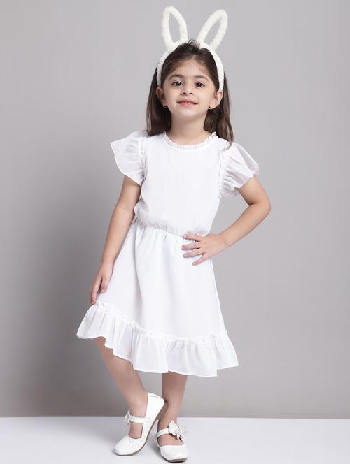 girls round neck cap sleeve frock - 20396809 - Standard Image - 0