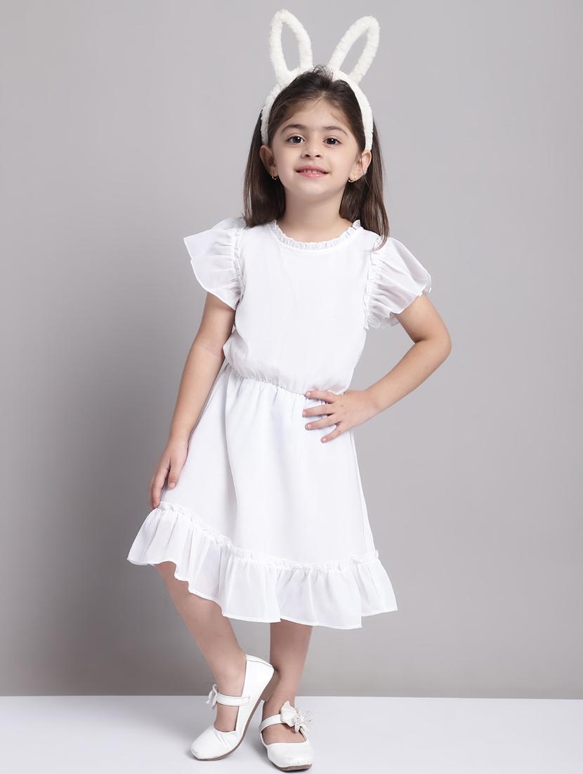 girls round neck cap sleeve frock