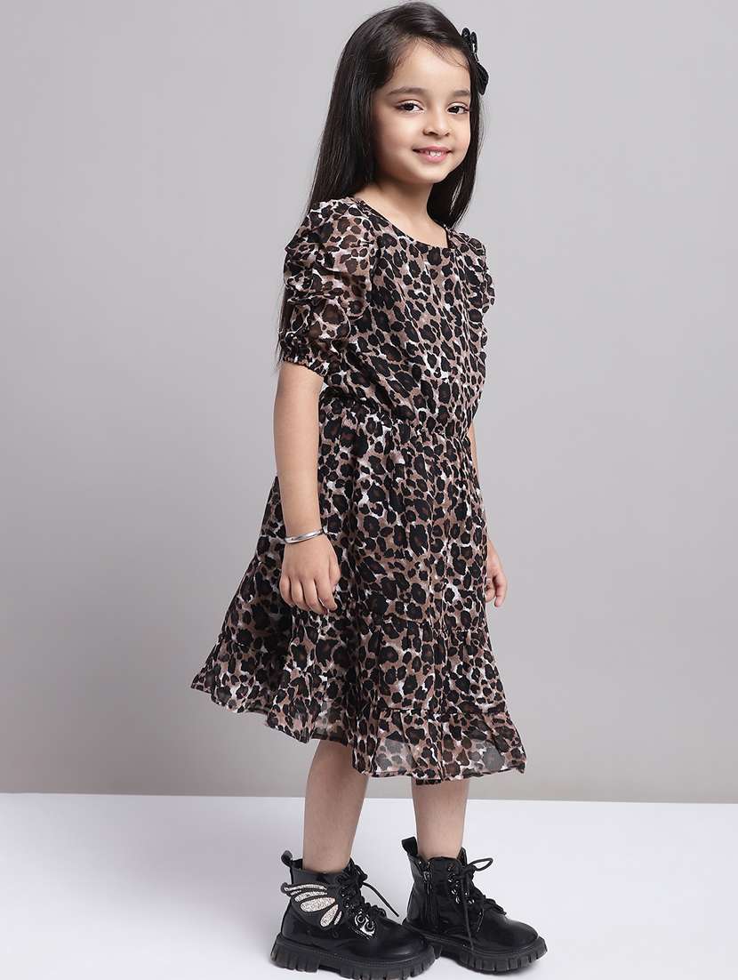 girls round neck puff sleeve frock - 20396826 -  Standard Image - 1