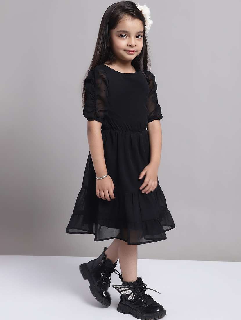 girls round neck short sleeves frock - 20396827 -  Standard Image - 1
