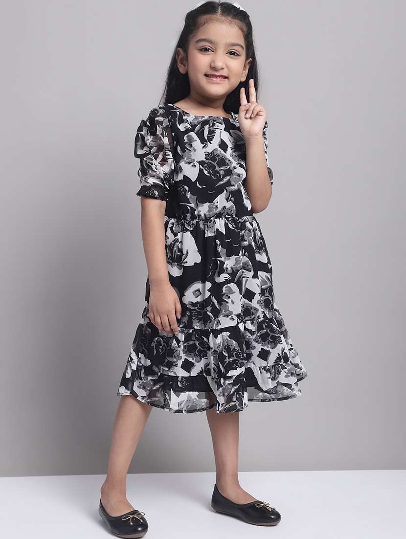 girls round neck three quarter sleeves frock - 20396829 -  Standard Image - 1