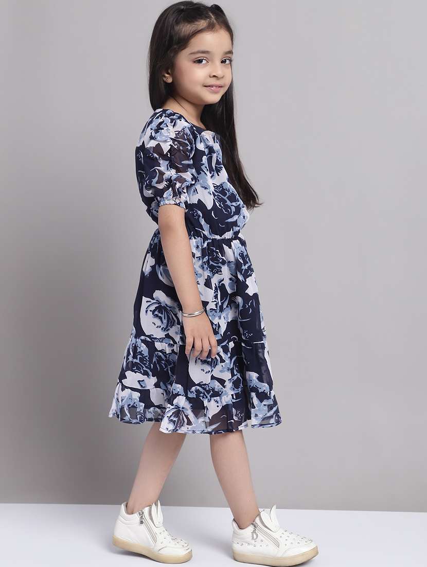 girls round neck puff sleeve frock - 20396831 -  Standard Image - 1
