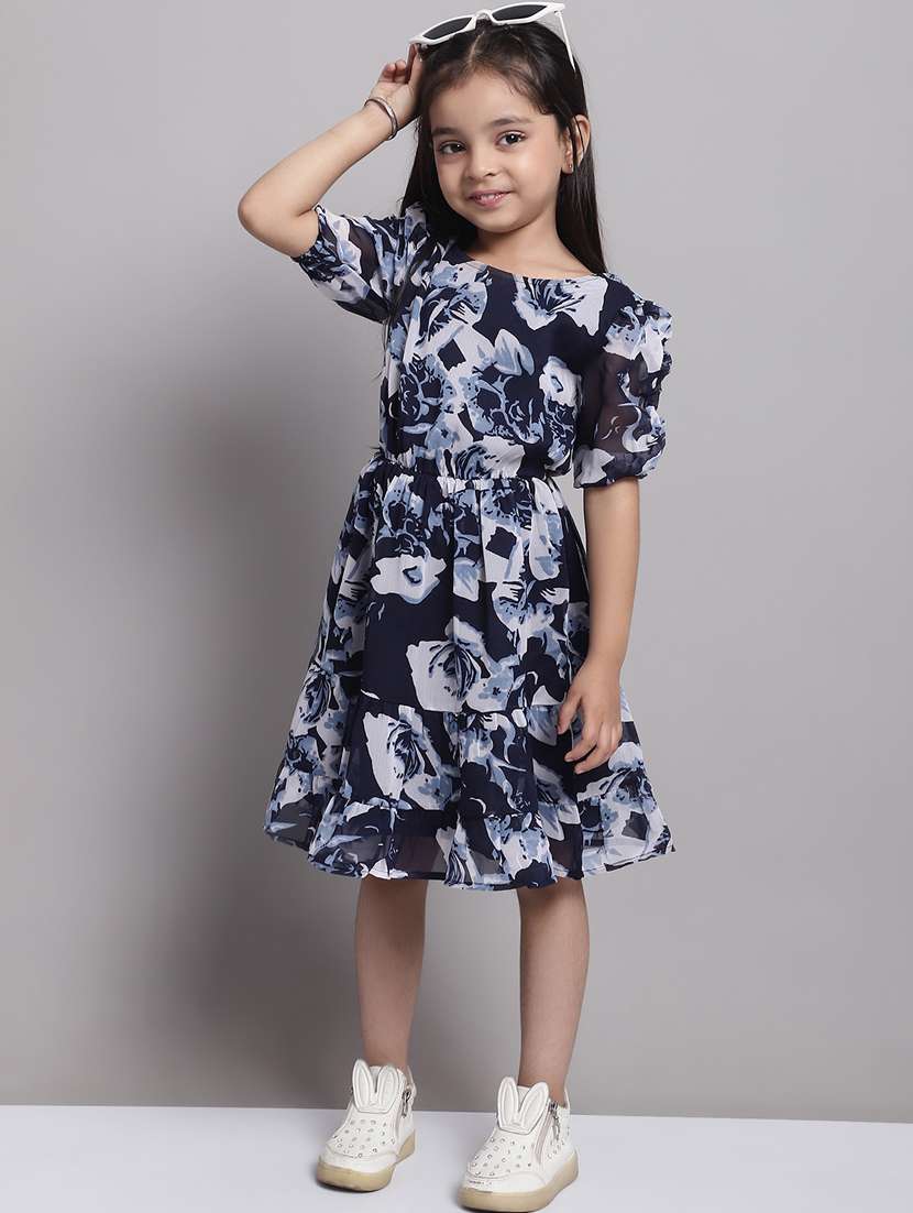 girls round neck puff sleeve frock - 20396831 -  Standard Image - 4