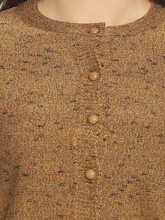 women brown mandarin neck cardigans - 20396836 -  Standard Image - 4