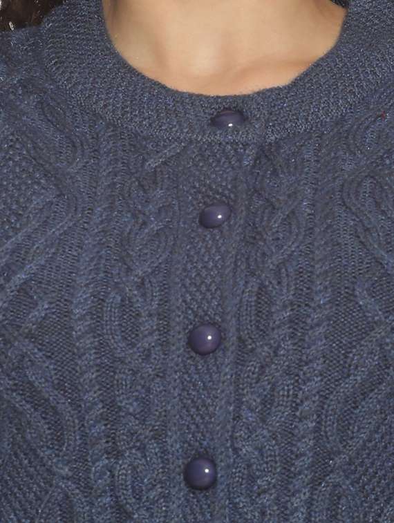 blue neck self design cardigan - 20396853 -  Standard Image - 4