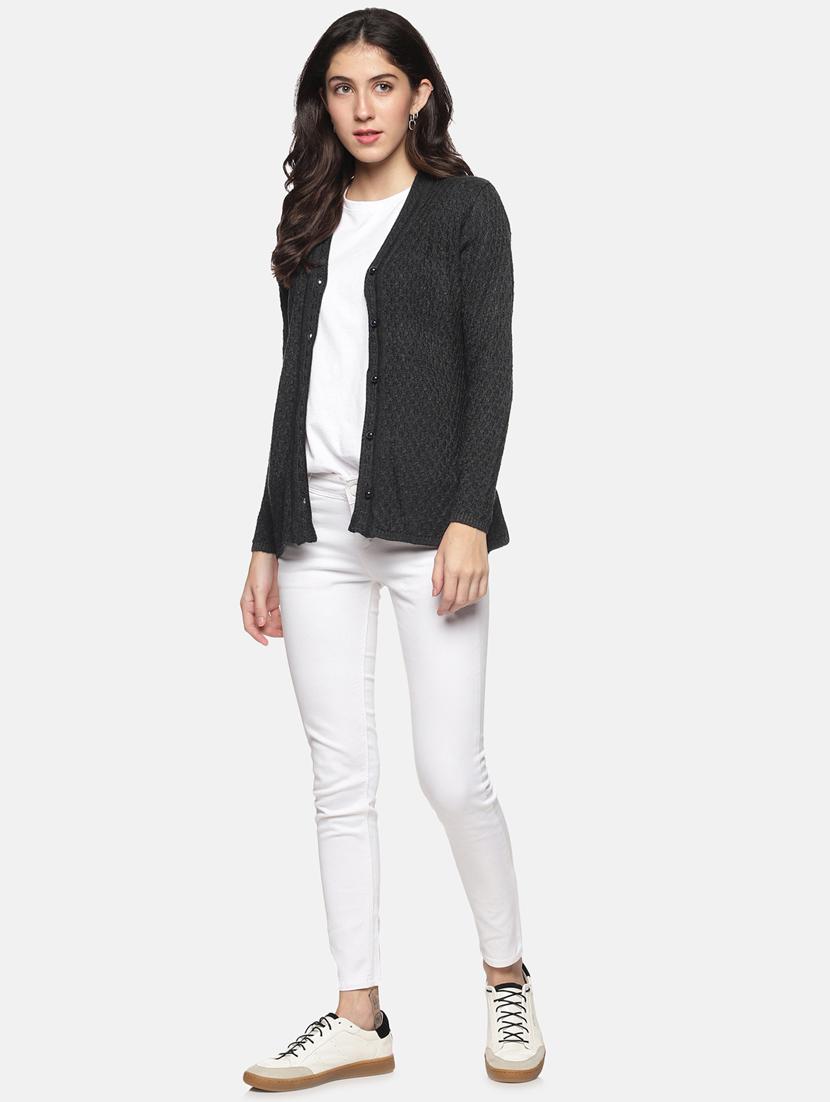 women grey wool blend cardigan - 20396858 - Standard Image - 4