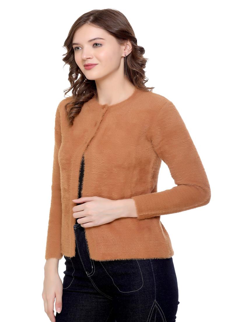crew neck self design cardigan - 20396931 - Standard Image - 1
