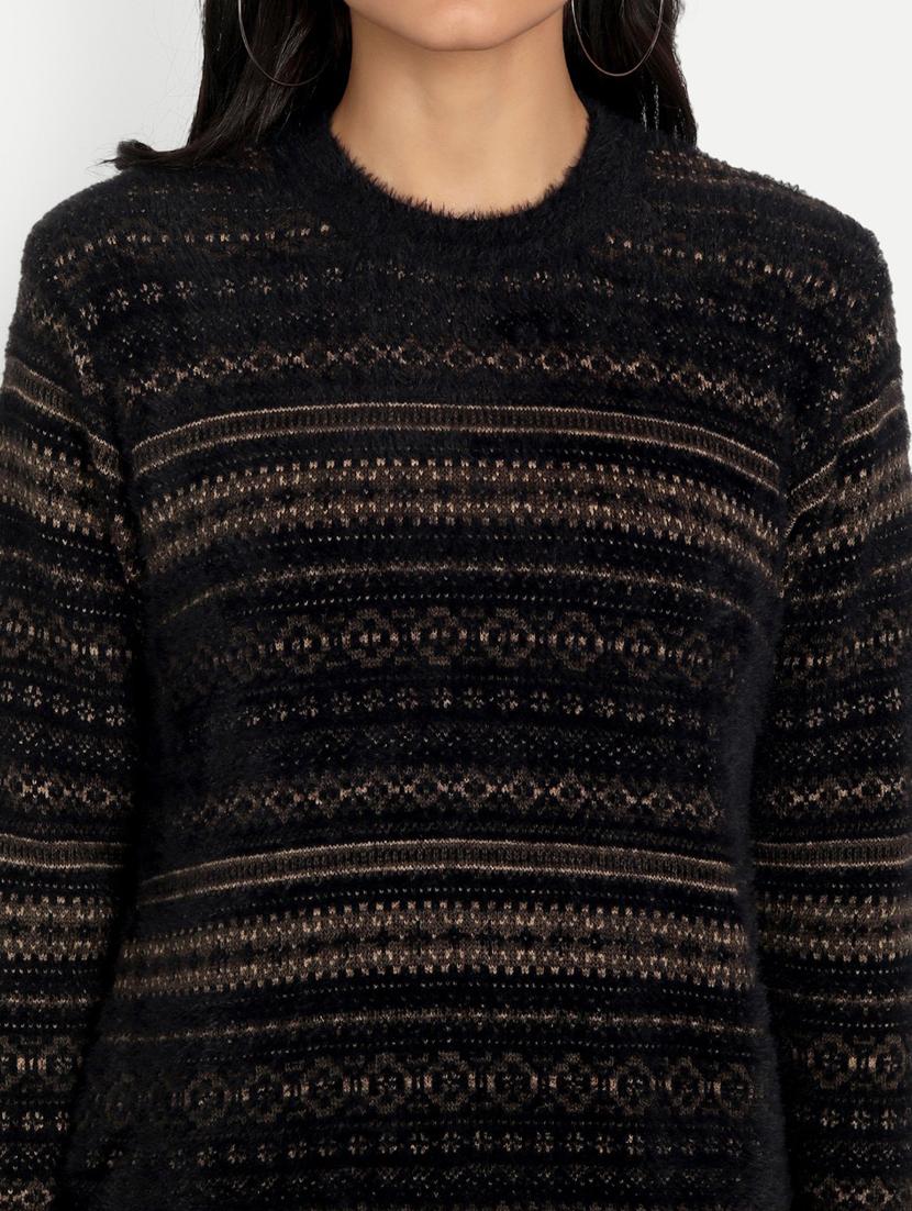 black crew neck self design cardigan - 20396942 - Standard Image - 4