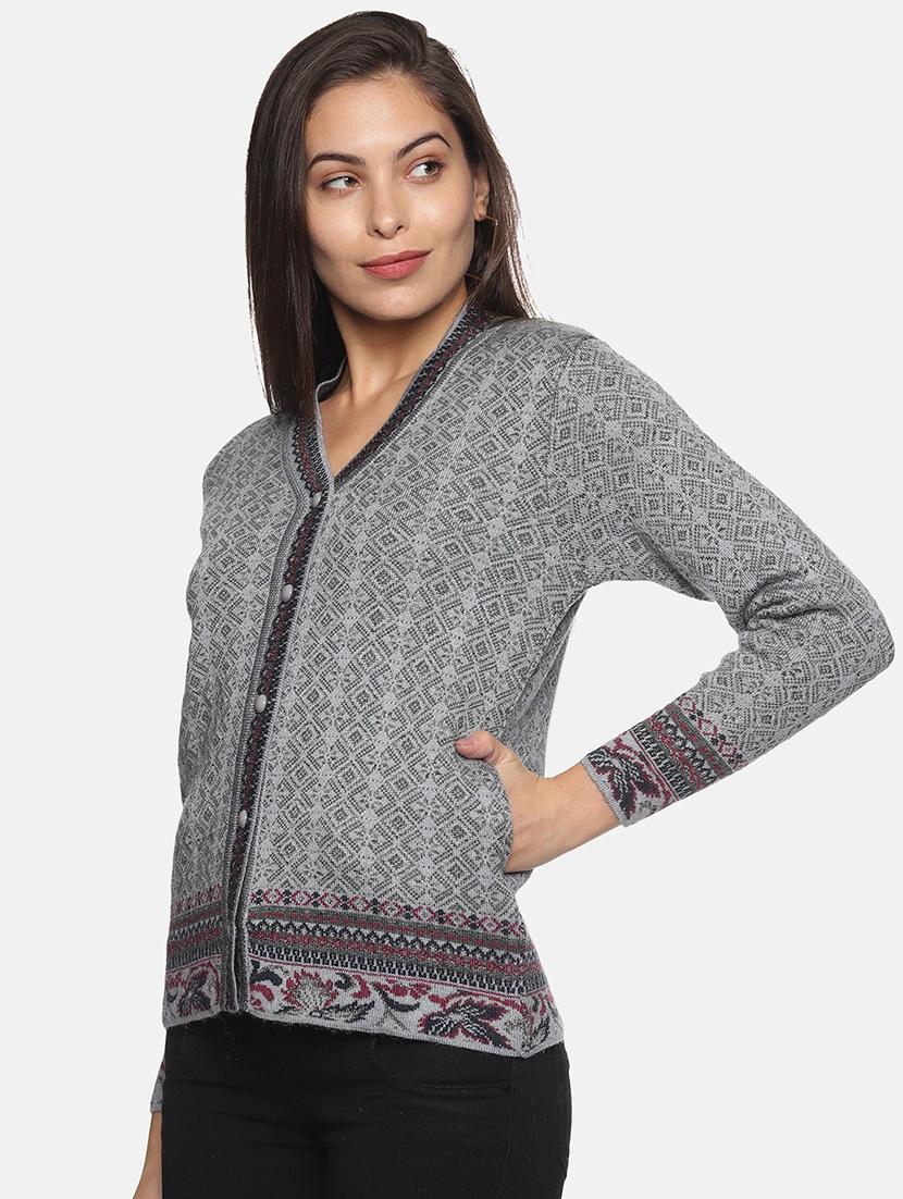 women grey wool blend cardigan - 20396953 -  Standard Image - 1