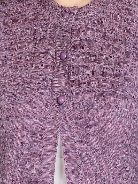  crew neck self design cardigan - 20397058 -  Standard Image - 4