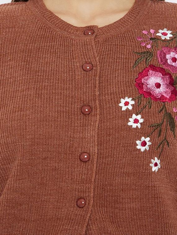 rust solid with work cardigan - 20397097 - Standard Image - 4