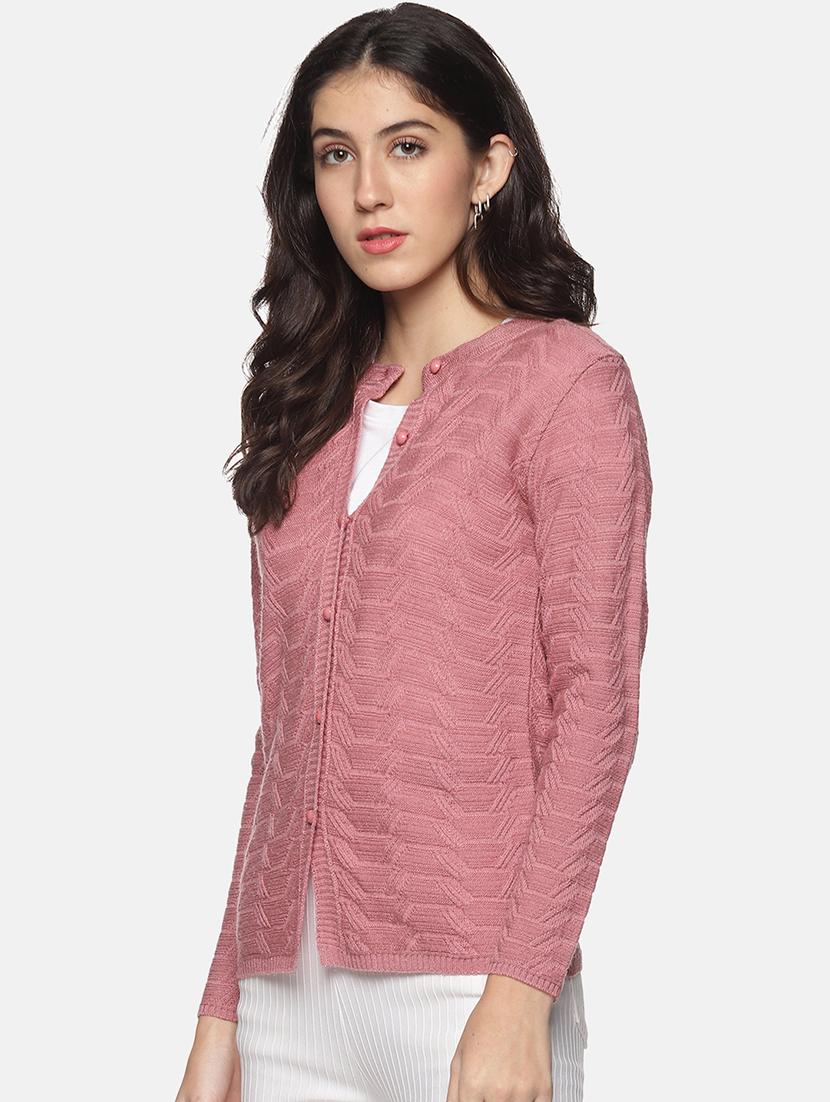 women pink wool blend cardigan - 20397123 - Standard Image - 1