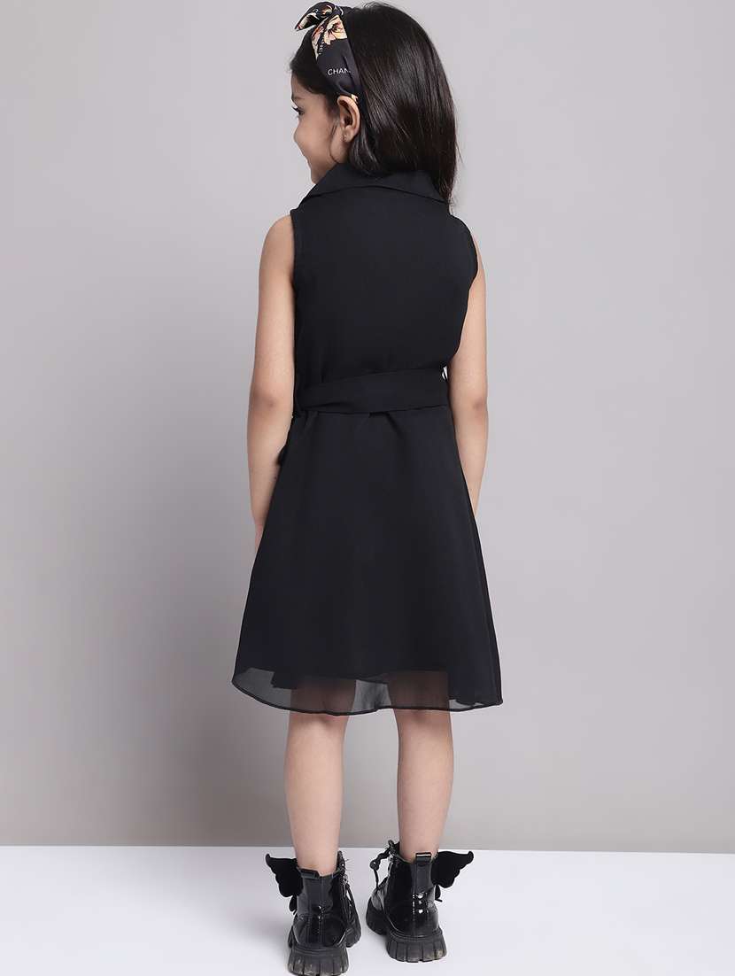 girls lapel neck sleeveless frock - 20397151 -  Standard Image - 4