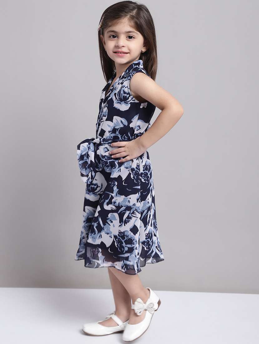 girls lapel neck sleeveless frock - 20397154 -  Standard Image - 1