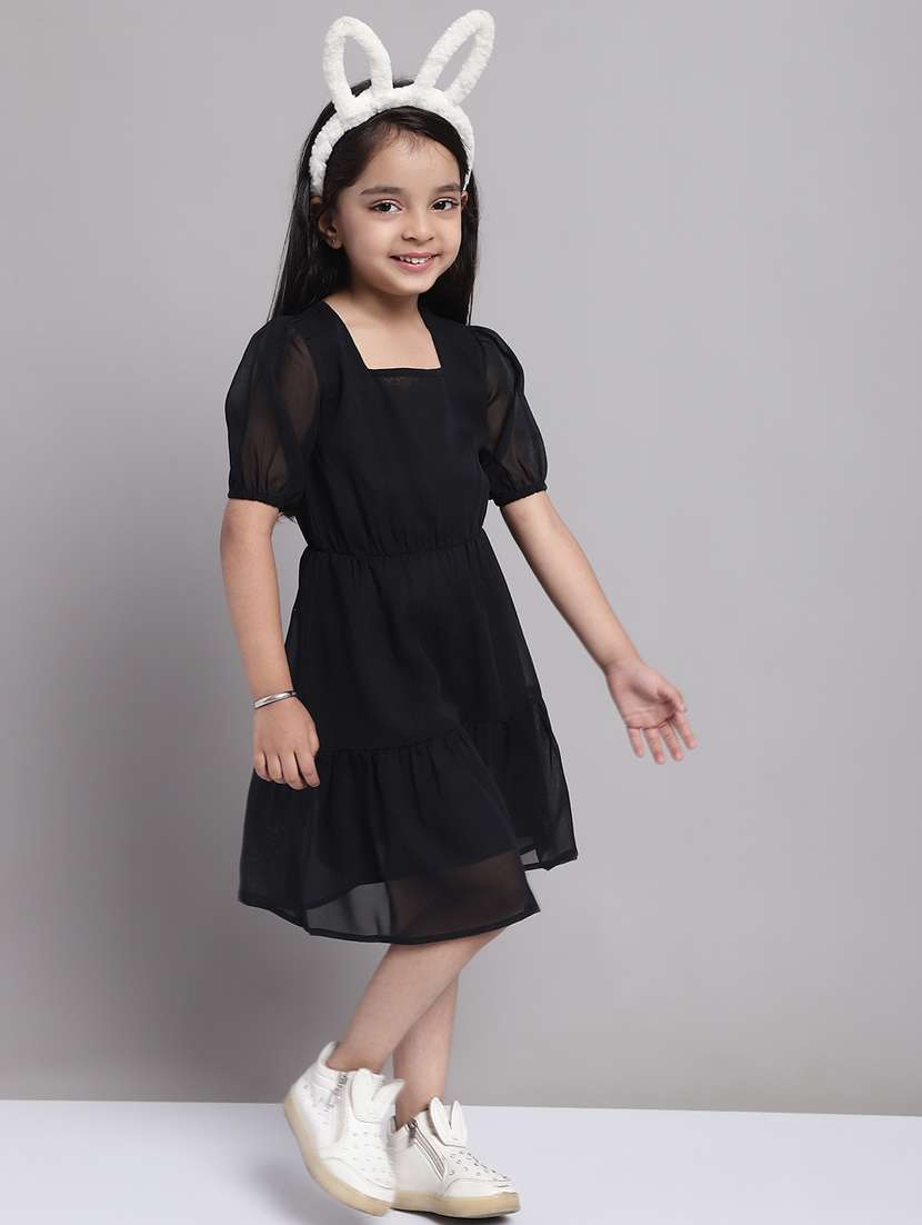 girls square neck puff sleeve frock - 20397159 -  Standard Image - 1