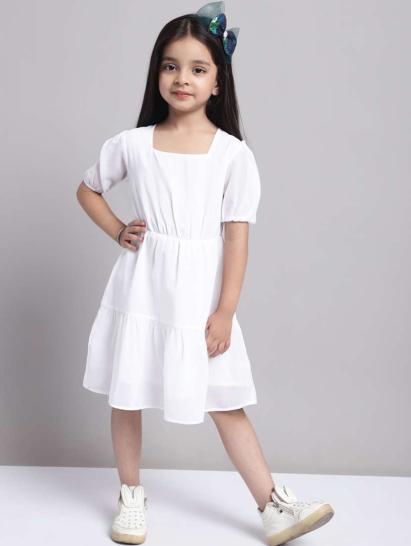 girls square neck short sleeves frock