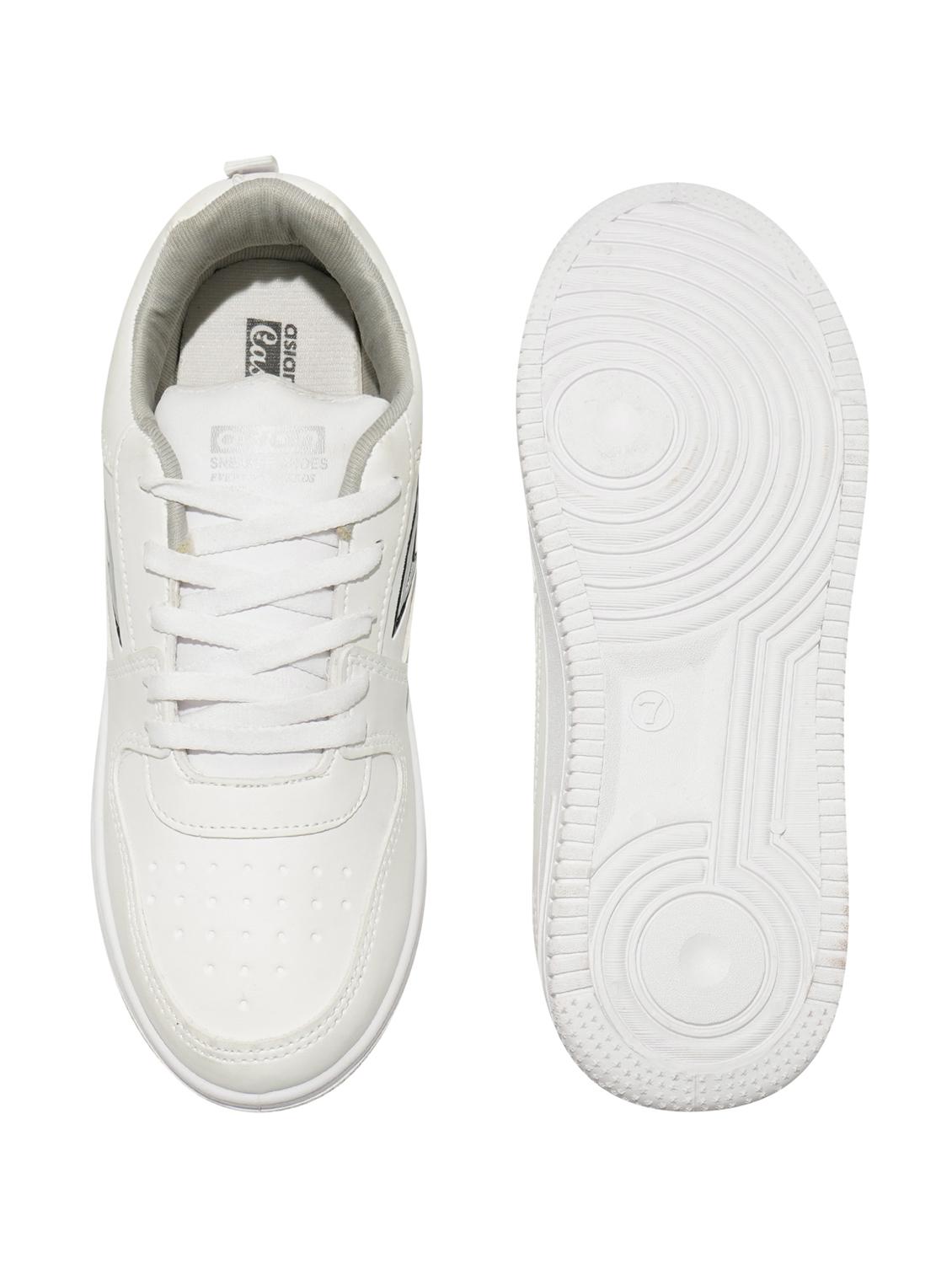 white synthetic lace up sneakers - 20397171 - Standard Image - 4