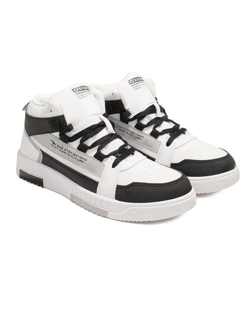 white synthetic lace up sneakers - 20397181 -  Standard Image - 0