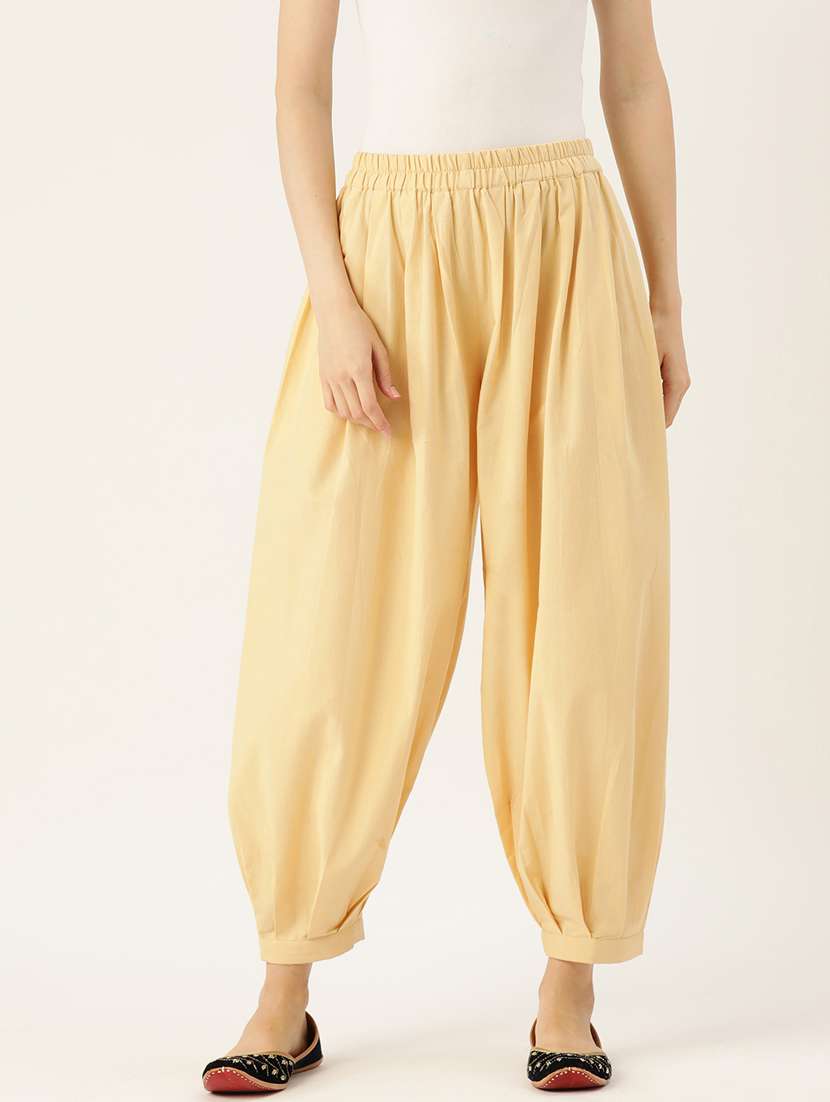 solid cream elasticated cotton made afghani salwar