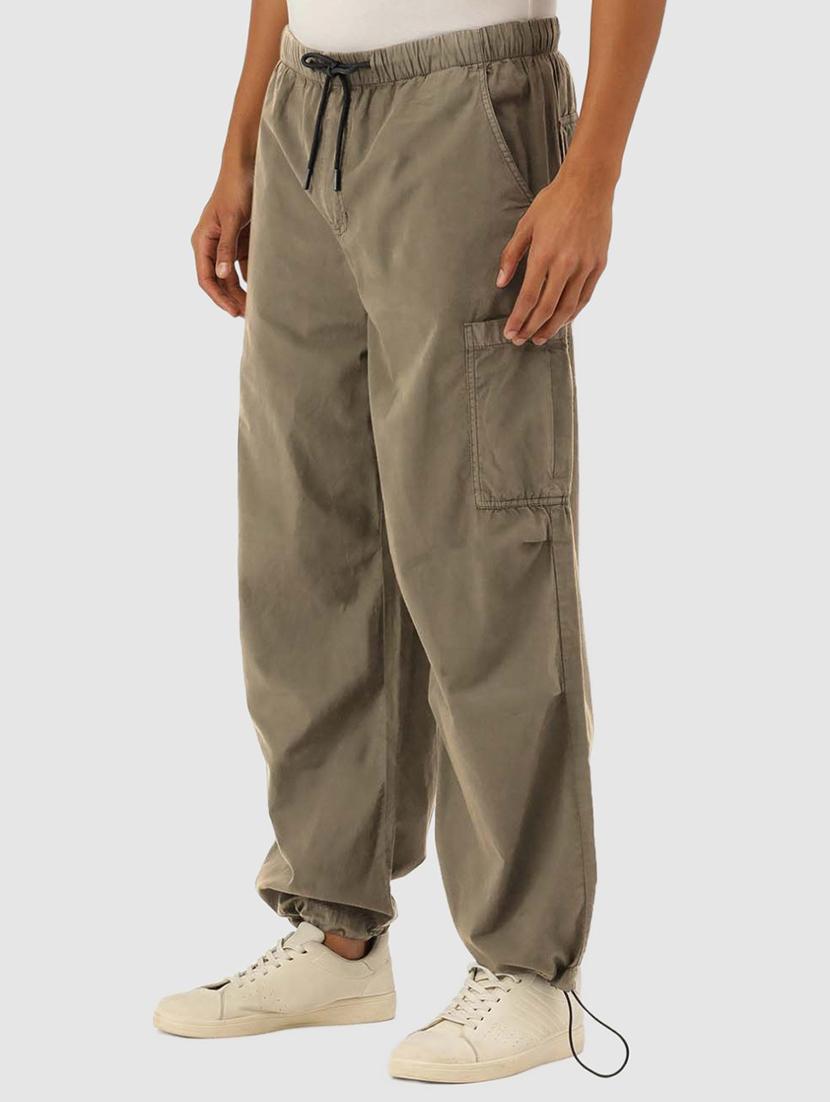 men solid tan cotton cargos casual trouser - 20397354 - Standard Image - 1