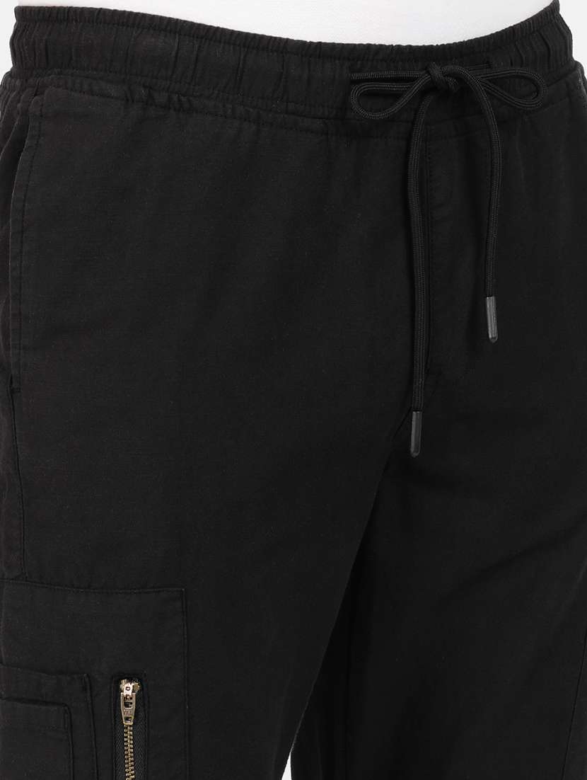 men mid rise solid cargos casual trouser - 20397358 -  Standard Image - 6