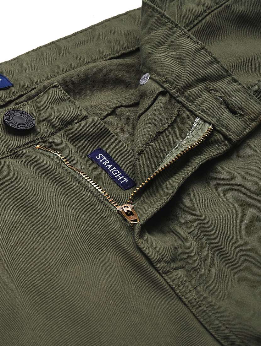 men solid olive green cotton cargo casual trouser - 20397361 -  Standard Image - 4