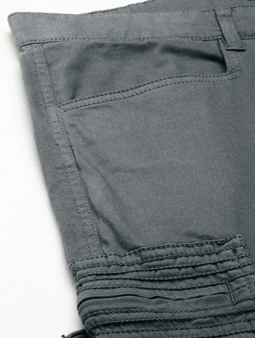 men solid grey cotton cargo casual trouser - 20397364 -  Standard Image - 4