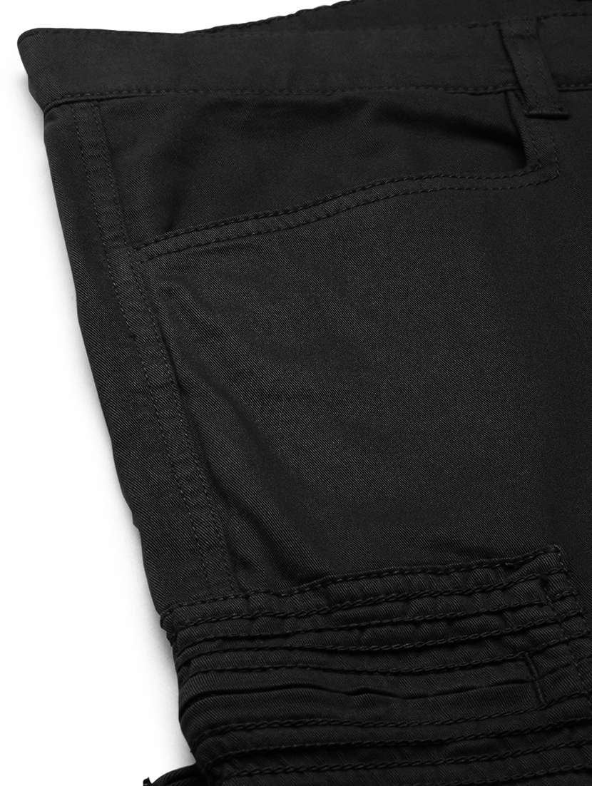men solid black cotton cargo casual trouser - 20397365 -  Standard Image - 4