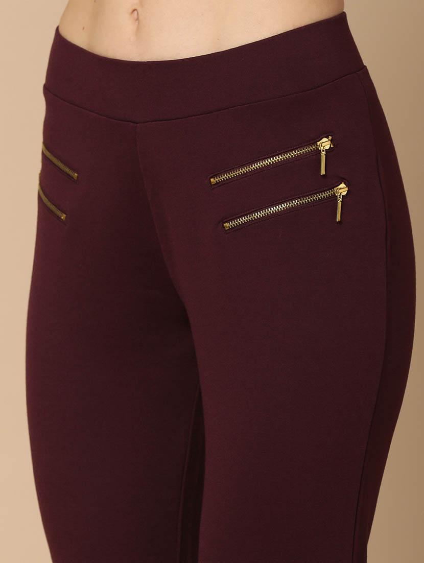 maroon cotton jeggings - 20397375 - Standard Image - 4