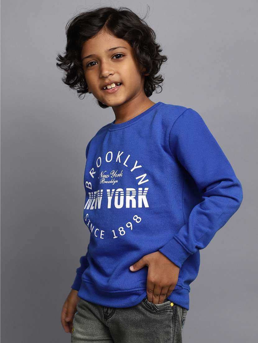 blue cotton chest print sweatshirt - 20400255 - Standard Image - 1