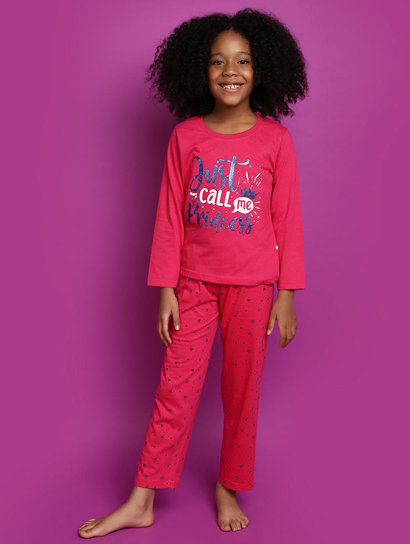 fuchsia poly cotton pyjama set nightwear