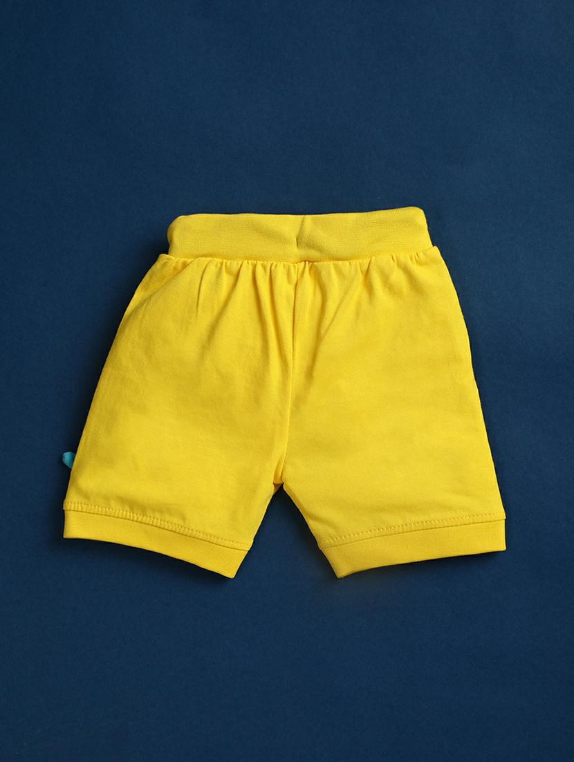 yellow cotton blend threefourth shorts & three fourth - 20403455 -  Standard Image - 1