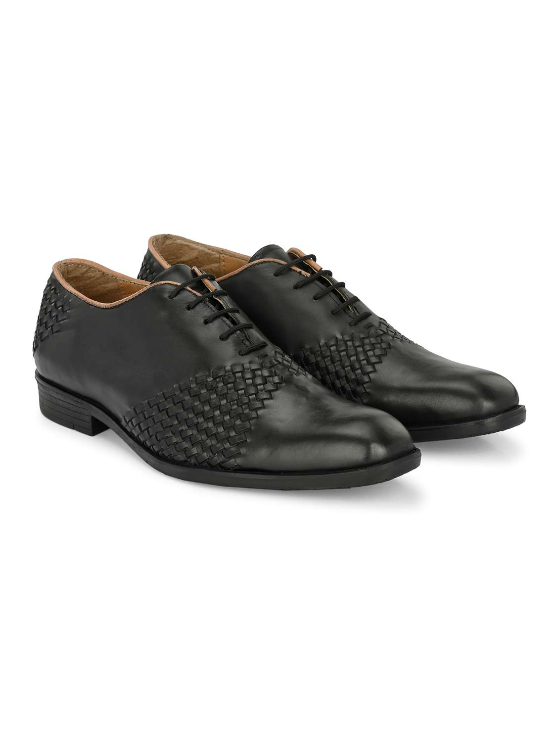 men textured black lace-up oxfords shoes - 20404185 - Standard Image - 1