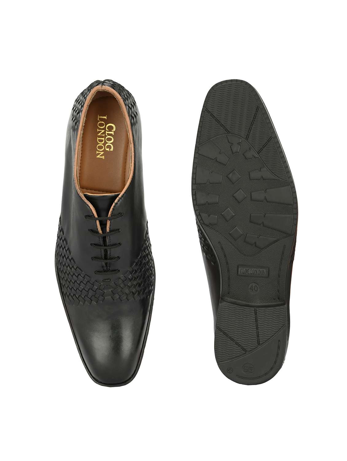 men textured black lace-up oxfords shoes - 20404185 - Standard Image - 4