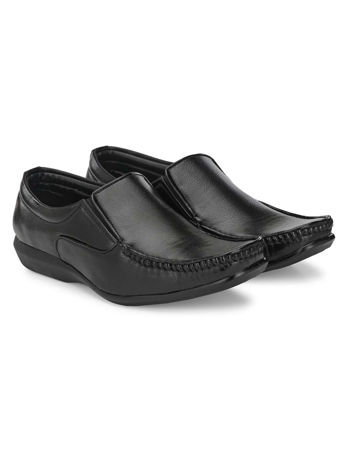 men solid black formal slip on - 20404215 -  Standard Image - 1