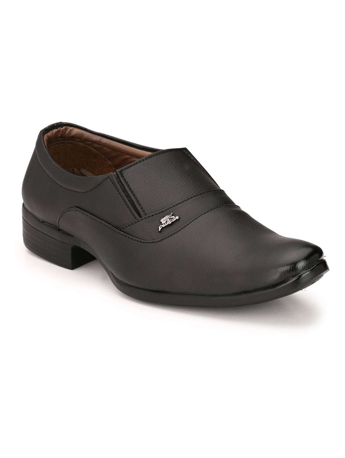 men solid black formal slip on - 20404218 -  Standard Image - 1