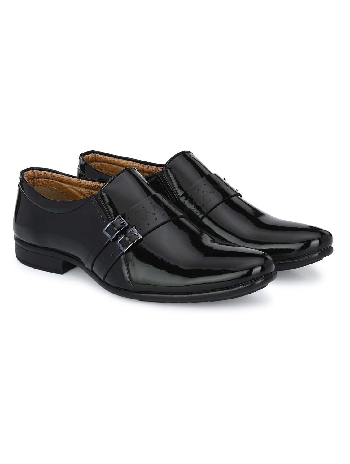 men solid black formal slip on - 20404225 -  Standard Image - 1