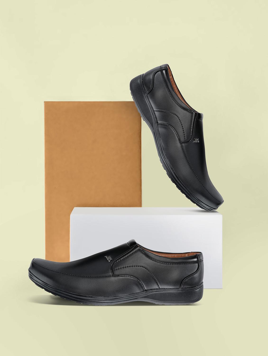 men solid black formal slip on - 20404227 -  Zoom Image - 0