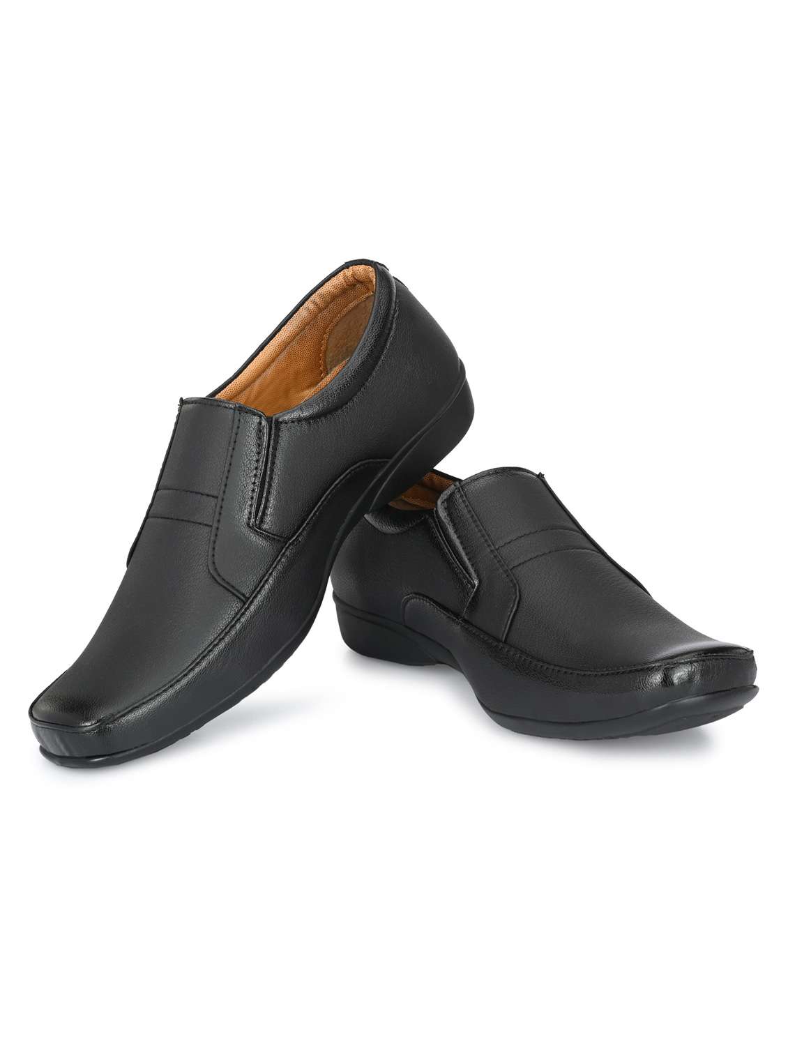 men solid black formal slip on - 20404229 -  Standard Image - 4