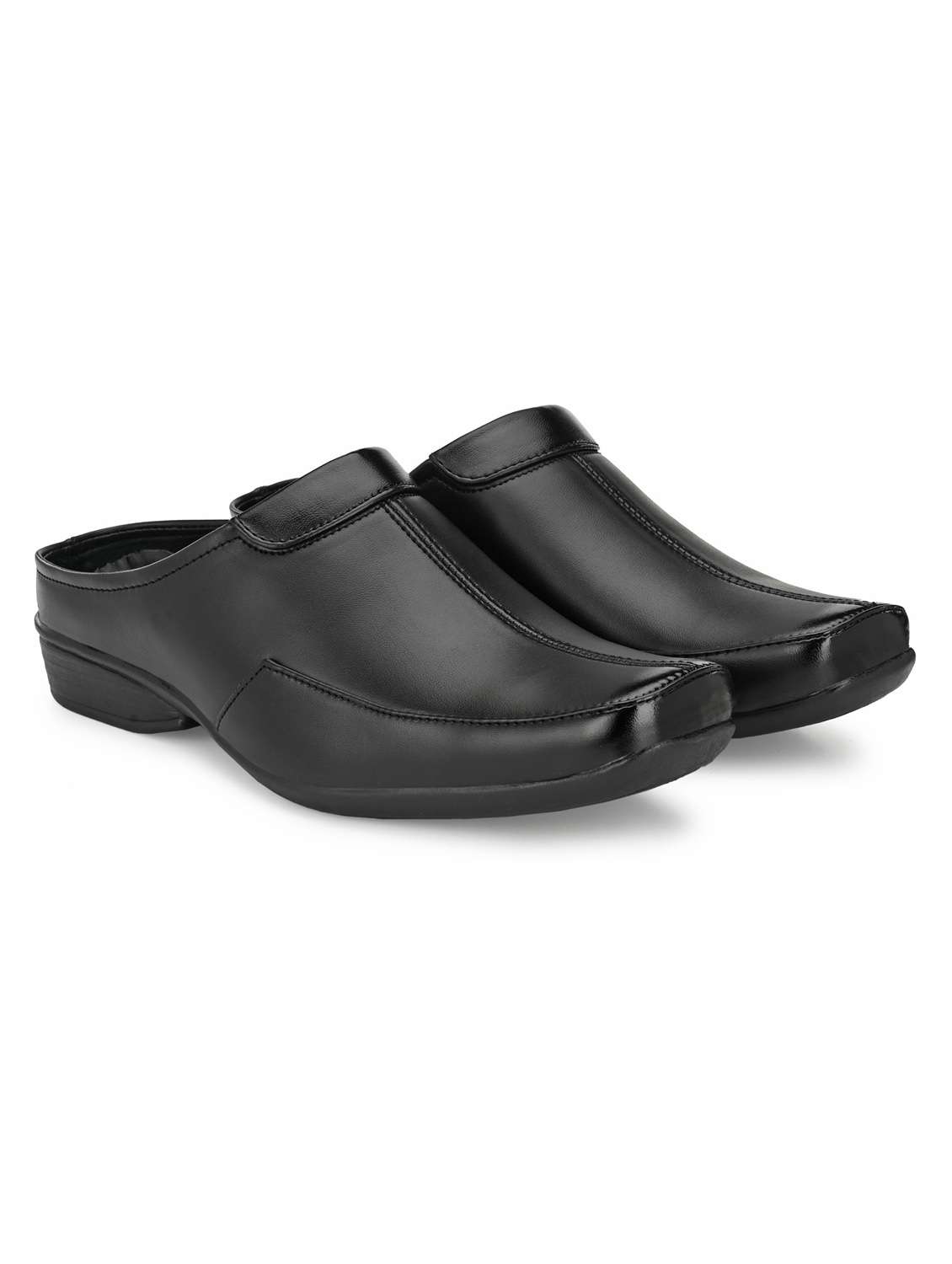 men solid black formal slip on - 20404236 -  Standard Image - 1