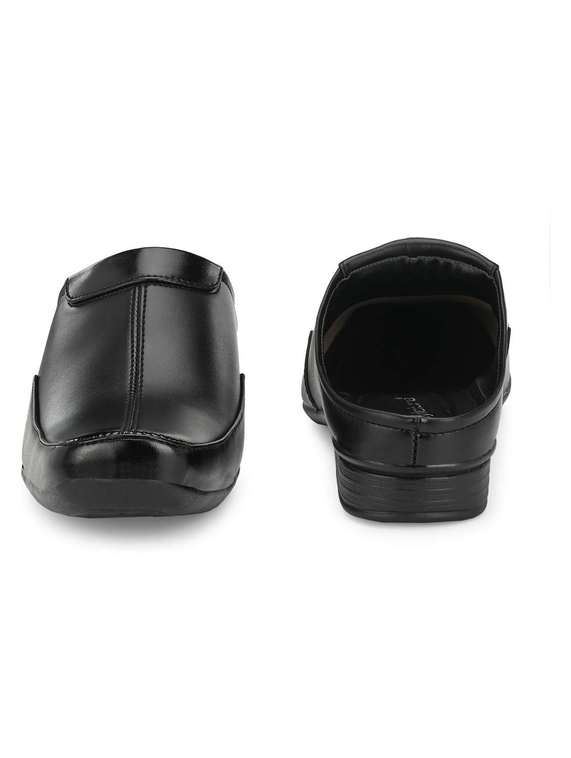 men solid black formal slip on - 20404236 -  Standard Image - 4