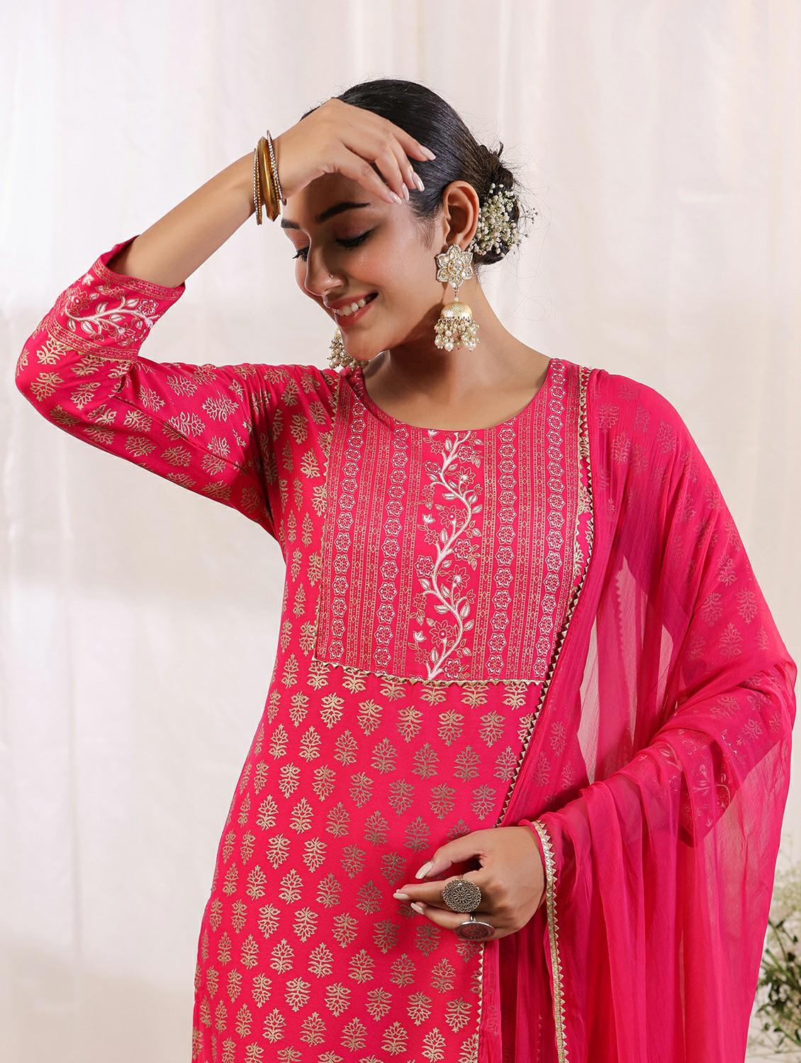 women three quarter sleeve kurta pant with dupatta set - 20404890 - Standard Image - 4